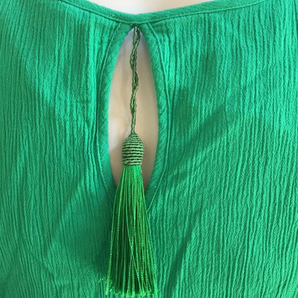 Soft Surroundings Cold Shoulder Tie Sleeve Green Rayon Dress Women’s Size PS - Picture 6 of 8